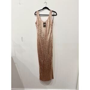 Forever 21 Embellished Sequins Sleeveless Maxi Tank Dress Rose Gold Women's M